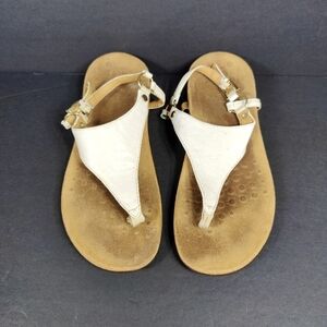 Vionic Kirra White Leather Single Buckle Thong Sandal Women's Size 7